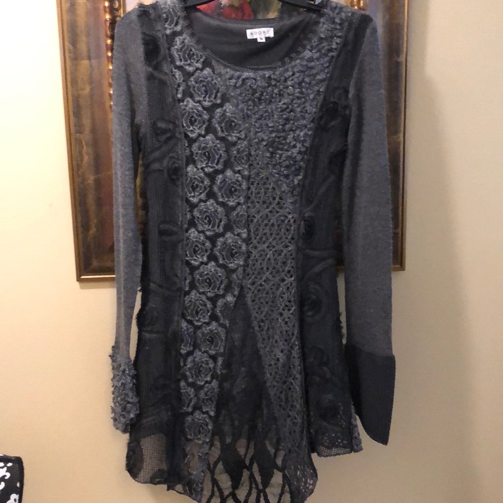 Moved to kah36 Adore bohemian Crochet mixed materials long sleeve sweater